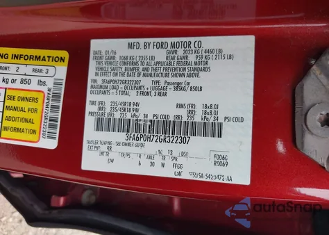 2016 Ford Fusion Se из США, поврежденный, VIN 3FA6P0H72GR322307